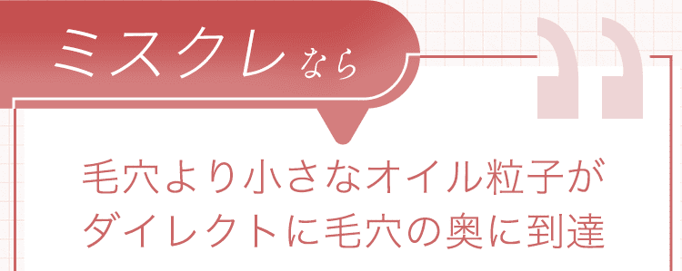 オイル粒子が毛穴の奥に到達